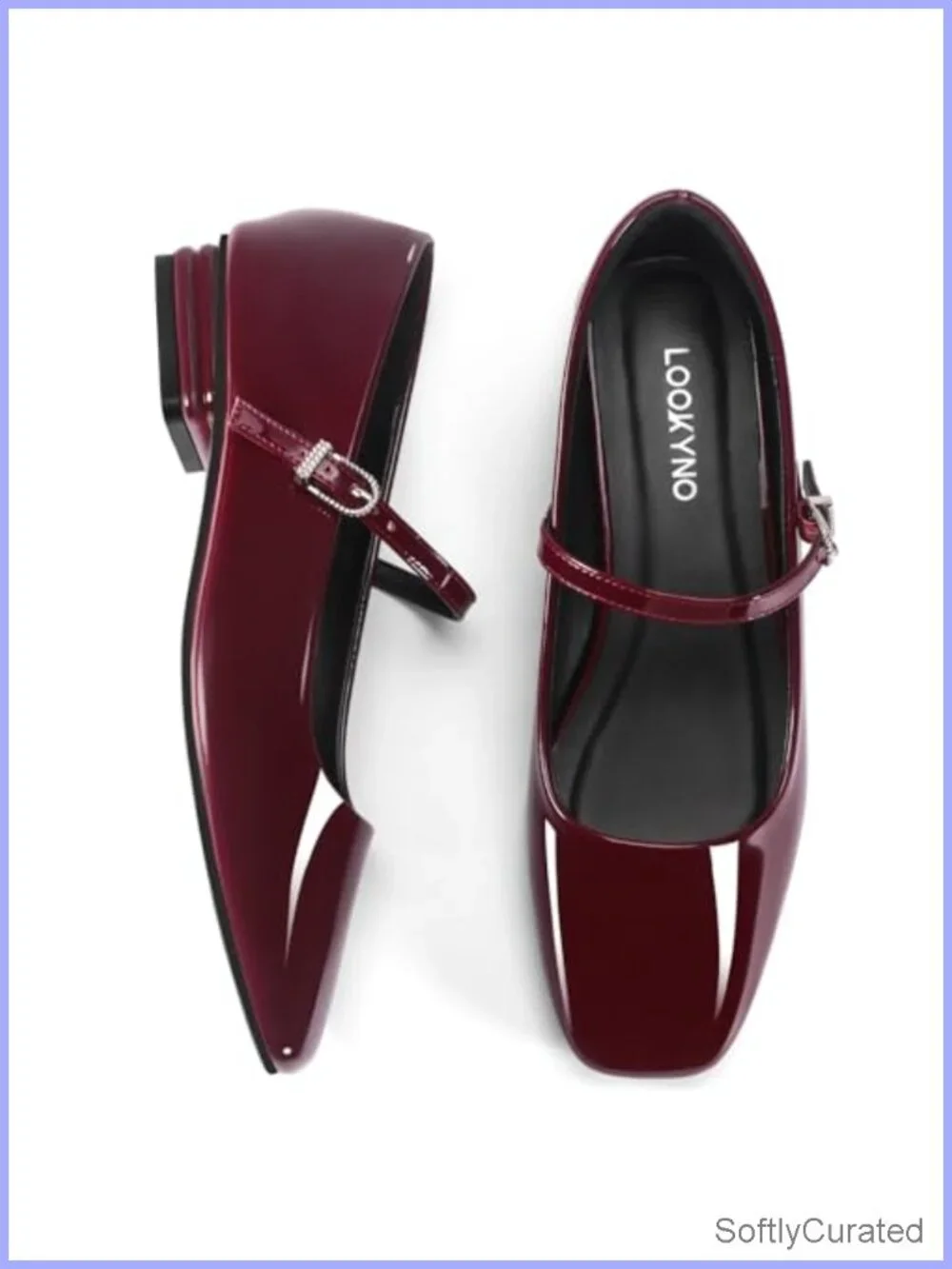 Faux Leather Mary Jane Flats Square Toe Slip On Ballet Shoes Comfortable